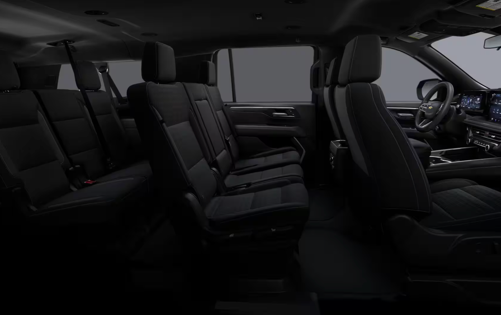 Full-size luxury SUV interior, leather seating and premium cabin